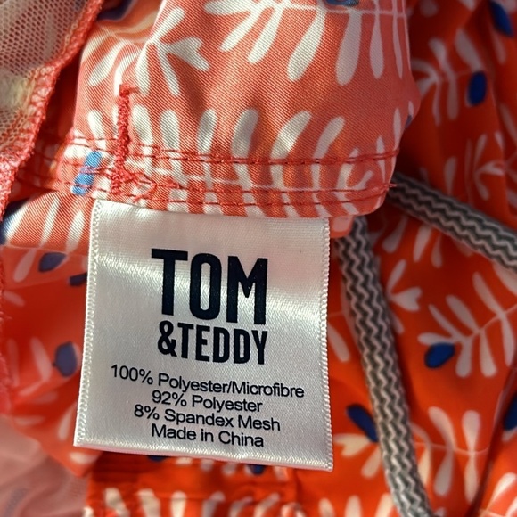 Men’s Tom & Teddy Paprika & Blue Rowan CLASSIC SWIM SHORTS Size Large - Picture 9 of 9